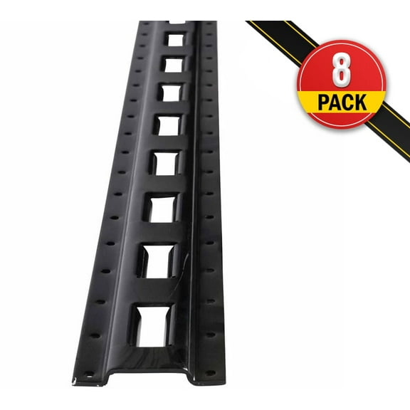 (8 Pack) 5 Ft Bolt-On Vertical E Track Rail - Black Powder Coated E Track Tie Down Rail for Trailers, Pickups, Trucks, Vans