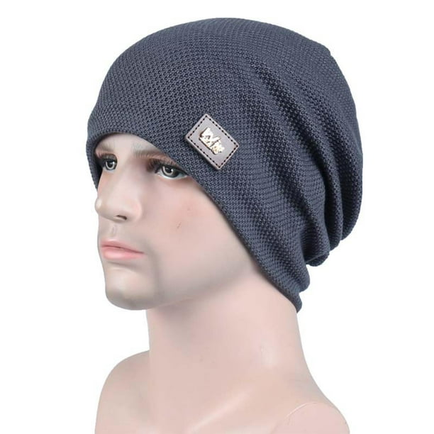 CEHVOM Knitted Hat Men Autumn And Winter Solid Color Piles Of Tab Hats Keep  Warm Ski Plus Velvet Hat 