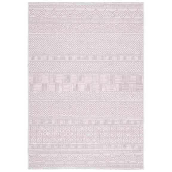 SAFAVIEH Courtyard Altan Geometric Indoor/Outdoor Area Rug, Ivory/Pink, 9' x 12'