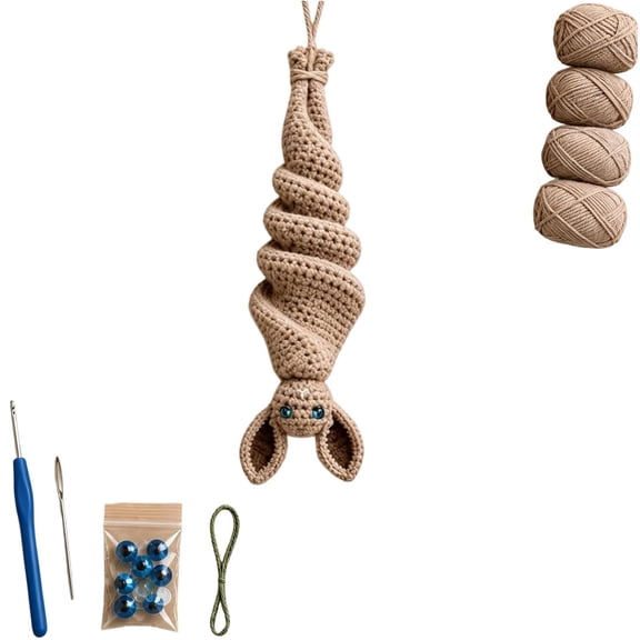 Crochet Bat Wind Spinner DIY Kit, Halloween Bat Crochet Kit,DIY Crochet Bat Wind Spinner Kit for Beginners, Crochet Halloween Kits for Hanging Bat Decor, Spooky Handmade Craft Gift