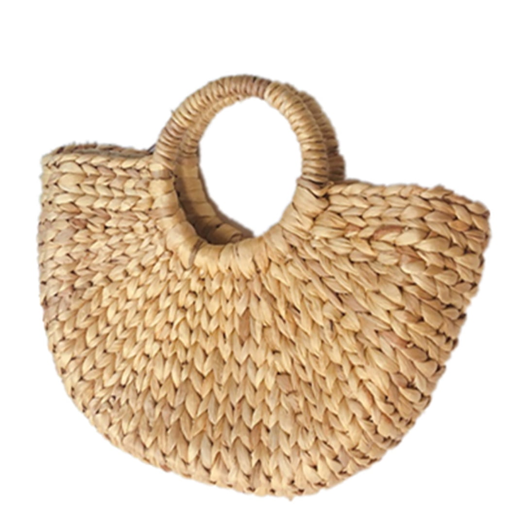Bangcool Handmade Woven Rattan Tote Bag Summer Beach Purse