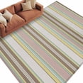 thumbnail image 2 of Vintage Stripes Washable Living Room Rugs 8'x10', Yellow Brown Pink Striped Abstract Lines Low Pile Throw Large Area Rug Non-Slip Sturdy Edge Binding Carpet for Bedroom Dining Room Office, 2 of 9