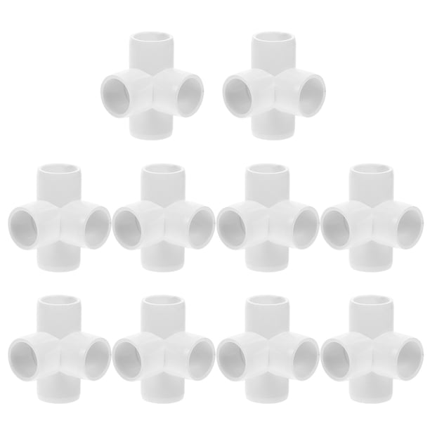 10 piezas de codo de PVC para tubería de 4 vías, conector de tubería para muebles, conector de esquina de PVC para estantería de bricolaje, estructura de soporte de jardín