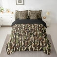 thumbnail image 2 of Feelyou Teens Camo Bedding Comforter Set 7 Pieces, Olive Black Stripe Full Bedding Set, Cartoon Theme Reversible Fitted Sheet Flat Sheet, Lightweight Room Decor, 2 of 7