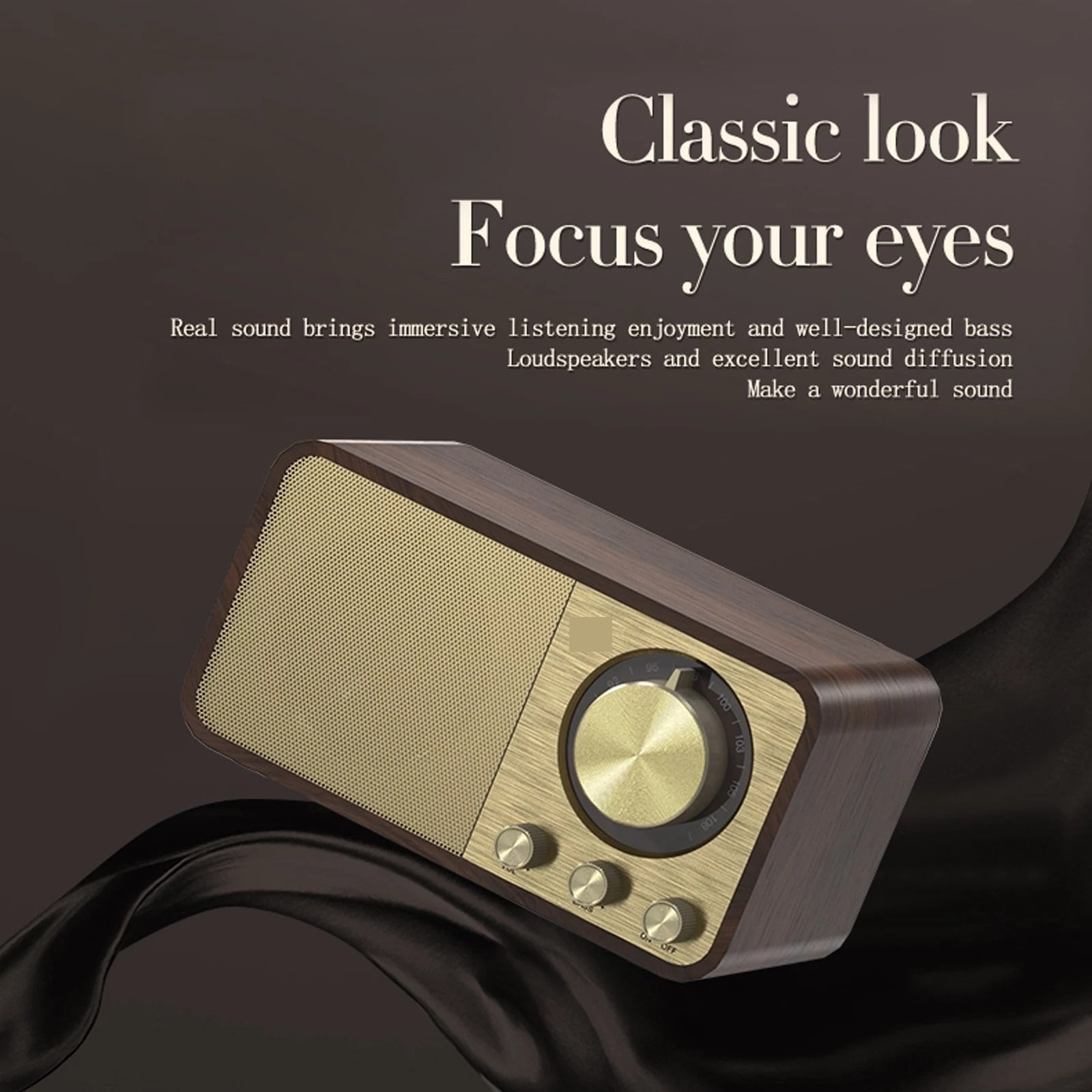 Wooden Retro Classic Soundbox Bluetooth-Compatible 5.0 Stereo Speaker Surround Super Bass Subwoofer Radio For Computer