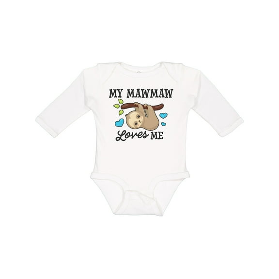 Inktastic My Mawmaw Loves Me with Sloth and Hearts Boys or Girls Long Sleeve Baby Bodysuit
