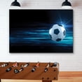 thumbnail image 2 of HFDF Canvas Prt Wall Art Soccer Ball on Blue Abstract Background Sports Athletes Photography Realism Contemporary Scenic Urban Ultra for Livg Room, Bedroom, Office - 10x8inch Framed, 2 of 5