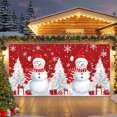 thumbnail image 2 of Fsddascl 6 x 13 Ft Christmas Garage Door Cover, Red Snowman Christmas Large Garage Door Banner, Tree Snowflake Gifts Xmas Hanging Garage Mural Background for Indoor Outdoor Xmas Party Supplies, 2 of 9
