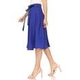 thumbnail image 2 of Women's Solid A-line Casual High Waist Bow Tie Belted A Line Midi Knee Length Skirts, 2 of 6