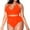 Orange, variant on 2024 Bikinis for Juniors 2 Piece Soft Satiny Women's Plus Size High Waisted Swimwear Swimsuit Solid Casual Beach Bikini Wrap Orange