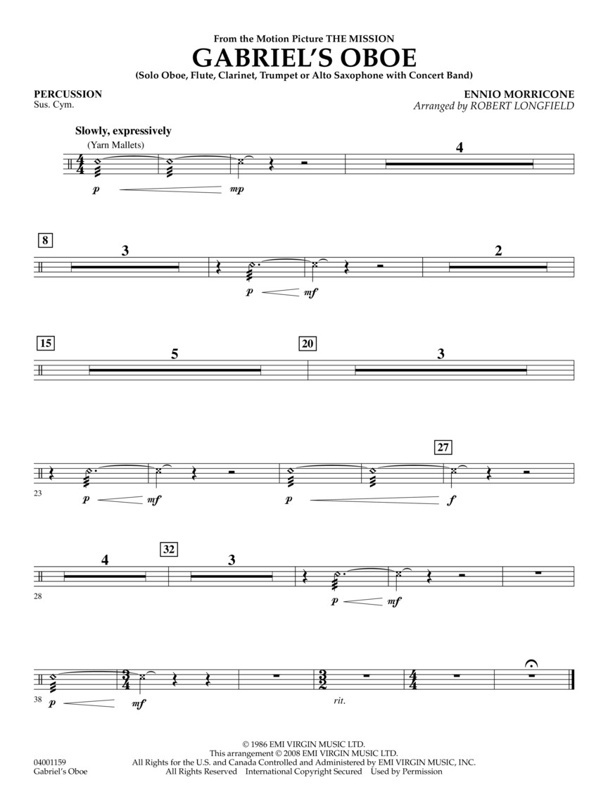 Hal Leonard Gabriel's Oboe (from The Mission) - Young Concert Band Series Level 3arranged by Robert Longfield