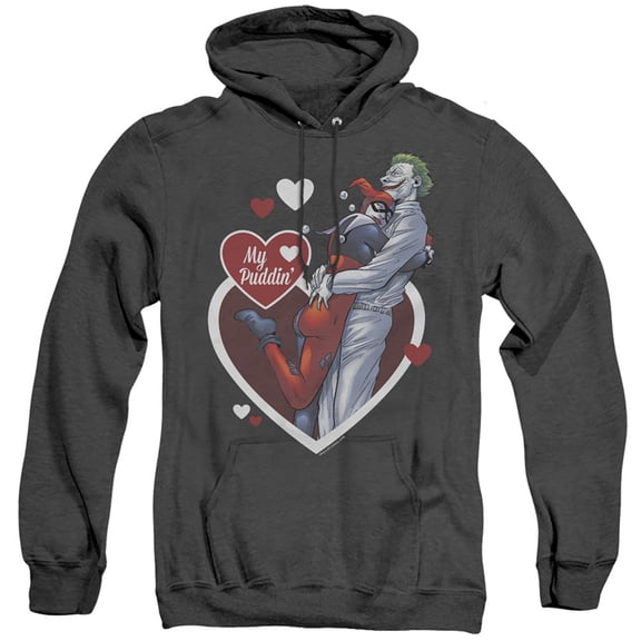 Batman My Puddin Adult Heather Hoodie Sweatshirt Black