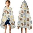 thumbnail image 3 of Beige Highland Cow Bathtub Flower Pattern Hooded Bath Towel，50"x30" for Ages 3 To 12 Kids, Quick Dry Lightweight Soft Microfiber Hood Beach Towel Cover Up for Kids, 3 of 7
