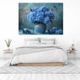 thumbnail image 3 of Mudket Blue Hydrangea Flower Canvas Wall Art, Butterfly Floral Wall Decor, Framed Botanical Artwork for Living Room Bedroom Bathroom, Ready to Hang Colorful Farmhouse Flower Print - 12"L x 8"W, 3 of 10