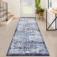 thumbnail image 6 of Washable Distressed Runner Rugs 2x6, Non-Slip Low Pile Hallway Living Room Bedroom Floor Carpet, Blue, 6 of 8