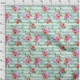 thumbnail image 3 of oneOone Cotton Silk Fabric Stripe|Watercolor Leaves & Peony Floral Fabric Prints By Yard 42 Inch Wide, 3 of 4