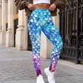 thumbnail image 3 of SEANATIVE Womens Leggings Mermaid Scales Print Blue Violet Gradient, XS, 3 of 6
