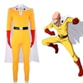 thumbnail image 1 of Disfraz de Anime de ONE PUNCH-MAN, mono amarillo de Saitama con capa blanca, conjunto de mono de superhéroe para Halloween, 1 of 4