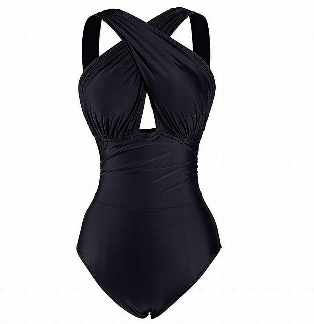 Cupshe Cupshe NEW Black Womens Size Medium M CrossFront OnePiece