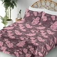 thumbnail image 3 of Ambesonne Cherry Blossom Fitted & Flat Sheet with Shams 4 Pcs Set, Asian Spring Colors, King, Dark Mauve Pastel Pink, 3 of 5