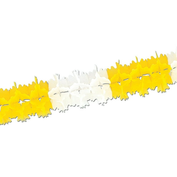 Beistle Club Pack of 12 Bright Yellow and White Festive Pageant Garland Decorations 14.5'