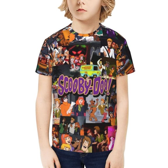 Scooby Doo Boys Girls T-Shirts Graphic Print Short Sleeve Tops Casual Crew Neck T-Shirt Streetwear for Youth Kids