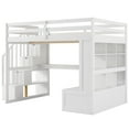 thumbnail image 4 of Euroco Modern Wood Full Size Loft Bed with Desk and Shelves, Storage Staircase and Drawers for Kids Teens, White, 4 of 11