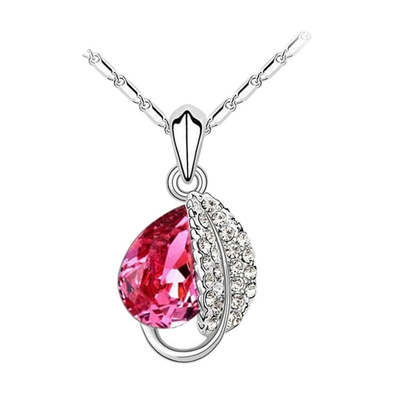 Gmogad Leaf Crystal Necklace for Women - Elegant Diamond Simulated Jewelry Gift for Anniversary Birthday, Hypoallergenic Fashion Pendant for All Occasions