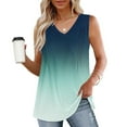 thumbnail image 2 of Timegard Summer Tops for Women V-Neck Sleeveless Gradient Color Pleated Comfy Blouse Casual Tunic Tops, 2 of 6
