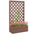 thumbnail image 2 of Raised Garden Bed with Trellis Lattice, Wood Planter Box with Drainage Holes, Freestanding Trellis Planter for Climbing Plants, Vines, Flowers, Indoor Outdoor Use, 2 of 7
