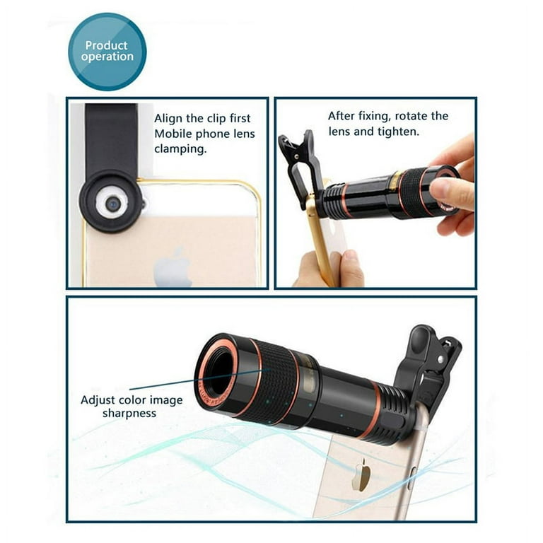 12x HD Phone Telephoto Lens, Phone Camera Lens Works with iPhone X