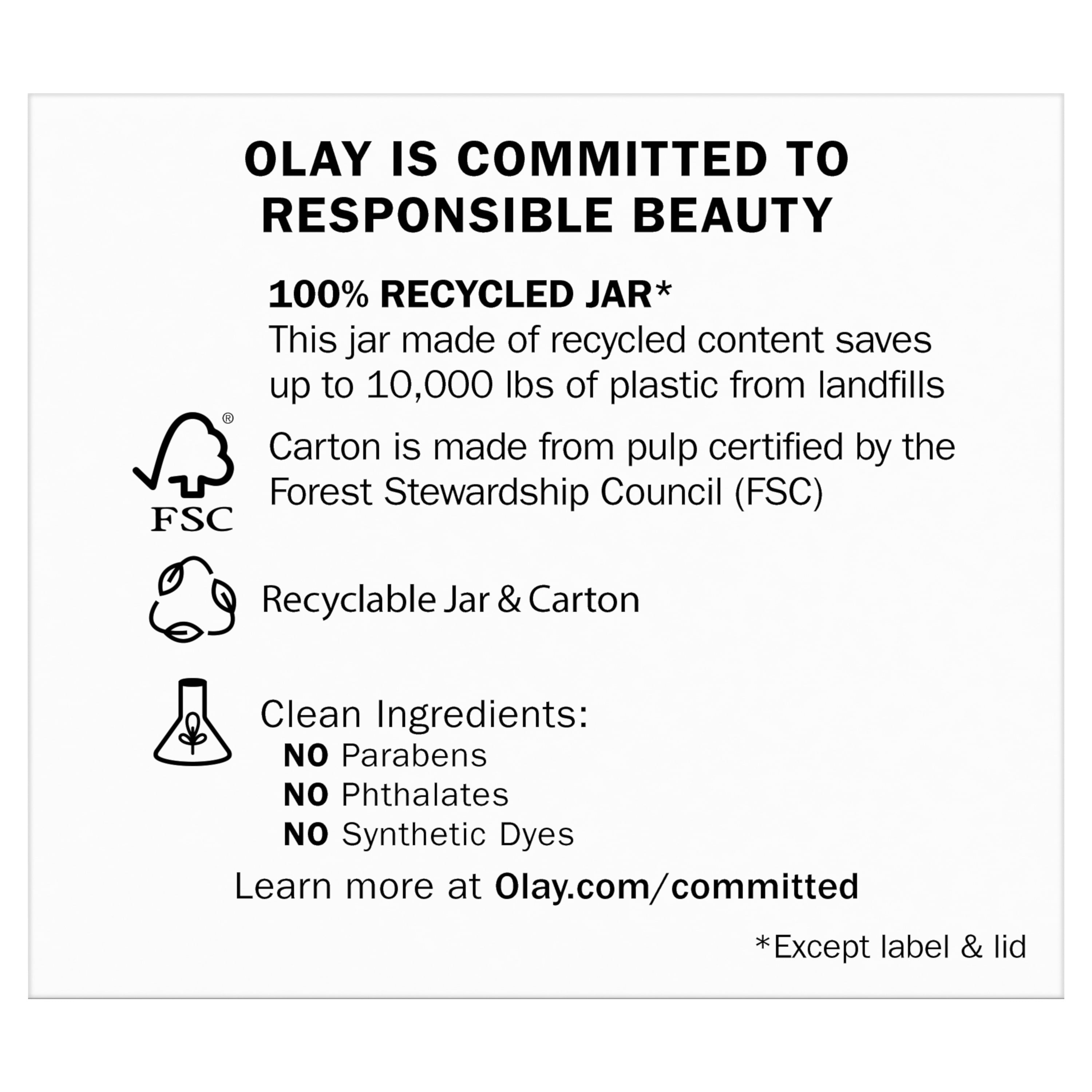 Olay Regenerist Retinol 24 Night Face Moisturizer, 100% Recycled Jar, Fragrance-Free 1.7 fl oz