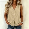 thumbnail image 2 of Women's Tank Tops 2026 Fashion Sleeveless Vest Cotton Linen Button Down Vests Summer Undershirts Camisole for Women, 2 of 8