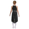 thumbnail image 2 of Aislor Girls Rhinestones Halter Neck Lyrical Dance Dress Ballet Tulle Leotard Dress Hi-Lo Contemporary Dancewear Black 14, 2 of 7
