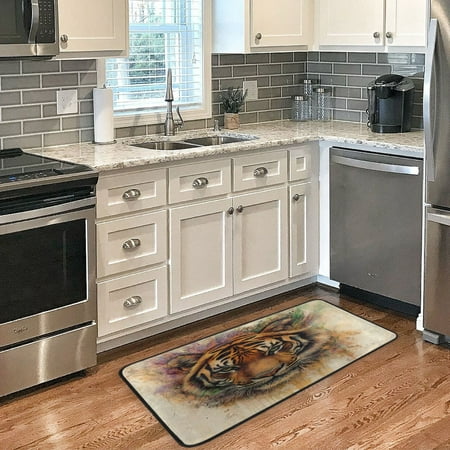 

Long Floor Mat 39x20Inch Kitchen Mat Bathroom Mat Living Room Mat Bedroom Mat Absorbent Delicate Fabric No Ball Do Not Fade Colorful Pretty Tiger Pattern