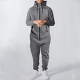 thumbnail image 2 of Blekii Men's Romper Jumpsuit, Hooded Sweatshirt Style One-Piece, Solid Color Casual Overalls, Unique Fashion Statement Piece, Comfortable Yet Stylish Outfit, Trendy Loungewear for Men, Grey 4Xl, 2 of 10
