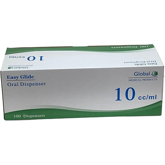 Easy Glide 10ml 10cc Oral Syringe, Sterile, Caps Included, Great for Oral Medicine and Home Care, 50 Count