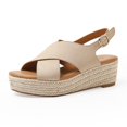 thumbnail image 3 of Cut Out Women Casual Wedges Sandals One Line Buckle Peep Toe Women Summer Beach Sandals Women Sandals, 3 of 7