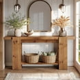 thumbnail image 5 of Finmind 63-Inch Solid Wood Entryway Table, Narrow Console Table with 2-Tier Storage Shelves, 5 of 6