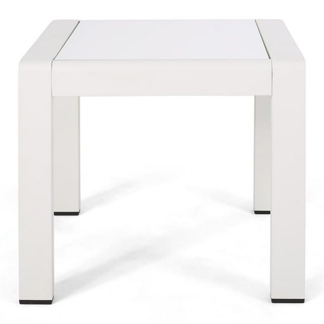 Noble House Table d'Appoint en Aluminium avec Dessus en Verre Corail pour Extérieur en Blanc Mat