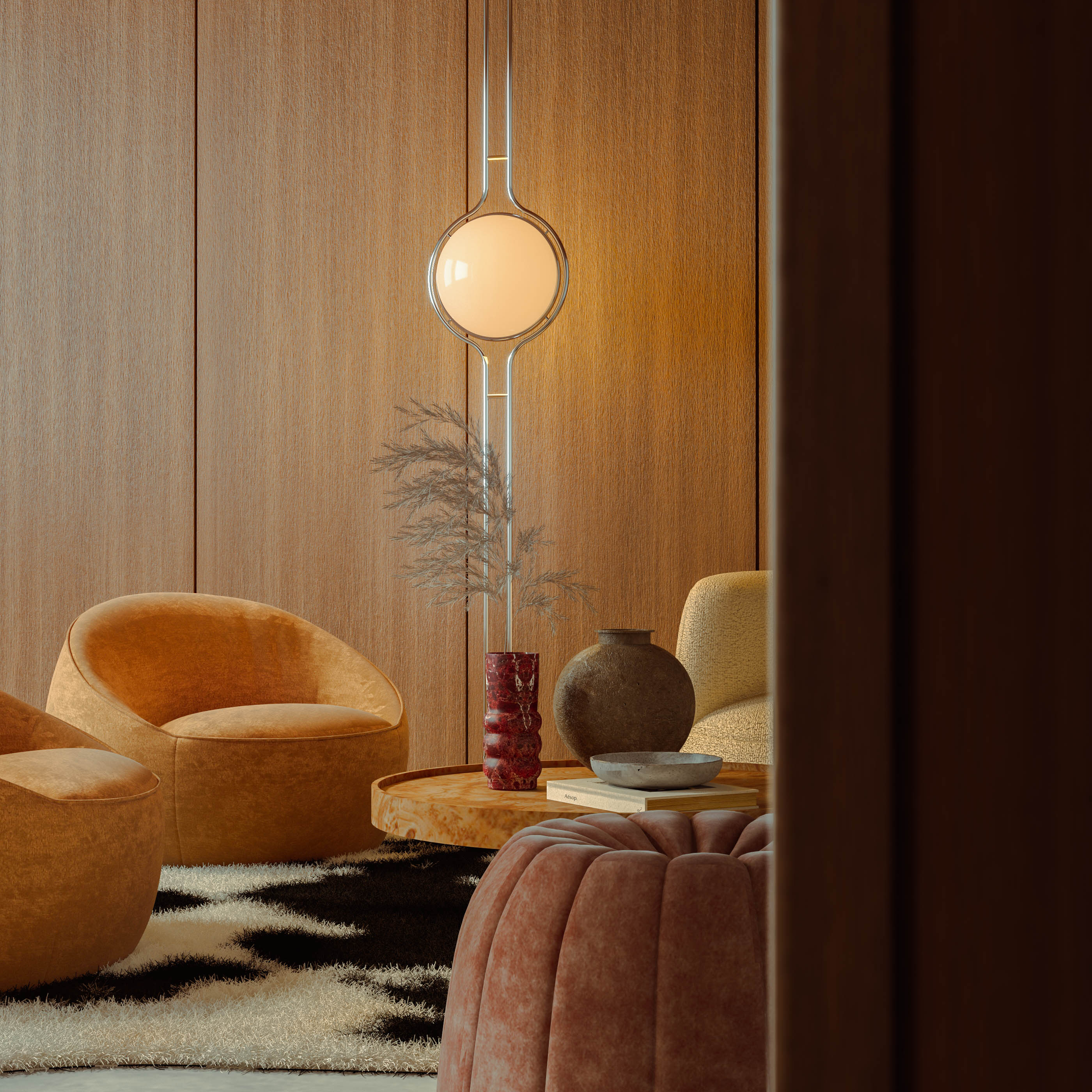 Ozarke Modern 1 Globe Floor to Ceiling Light Metal Acrylic Ball Modern Lighting for Living Room, Home Office, Home Decor Ceiling Floor Lamp - Warm 3000K