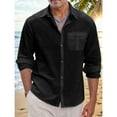 thumbnail image 2 of Mens Lightweight Button Down Shirt Casual Long Sleeve Untucked Dress Shirts Regular-Fit Spread Collar Linen Shirt, 2 of 4