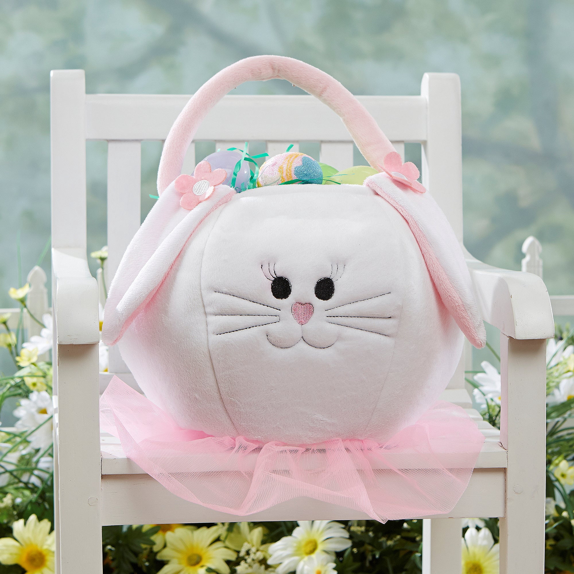 Personalization Mall Embroidered Easter Bunny Basket - Pink