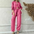 thumbnail image 2 of Ashirexll Womens Winter Sets, Womens 2 Piece Outfits, Fall Solid Color Loose Long Sleeve Shirt and Wide Leg Pants Two Piece Neck Set, 2 of 6