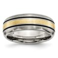 thumbnail image 1 of Titanium Grooved 14K Gold Yellow Inlay 8 mm Brushed & Antiqued Band - Size 8, 1 of 1