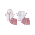 thumbnail image 2 of BemeyourBBs Toddler Terry Cloth Swim Cover Up Baby Boy Girl Swimsuit Trunks and Short Sleeve Coverup Towel Zipper Hoodies Top Seersucker Gingham Shorts Set Beach Bathing Suit Swimwear, 2 of 9