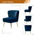 thumbnail image 4 of Velvet Accent Chair Upholstered Armless Side Chair Gold Leg Home Living Room Adult Navy, 4 of 13