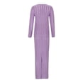 thumbnail image 4 of Gibobby Vestidos de suéter anchos Conjunto de falda midi con abertura para mujer, cárdigan de punto Sexy, otoño e invierno(Morado,CH), 4 of 5
