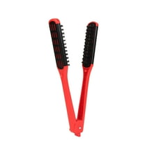 TyTqxy Straightening Brush for Smoothing and Styling Thick Coarse Hair, Straightening Knotty Unkempt Hair, Clamp Double-Sided Hair Straightener Brush