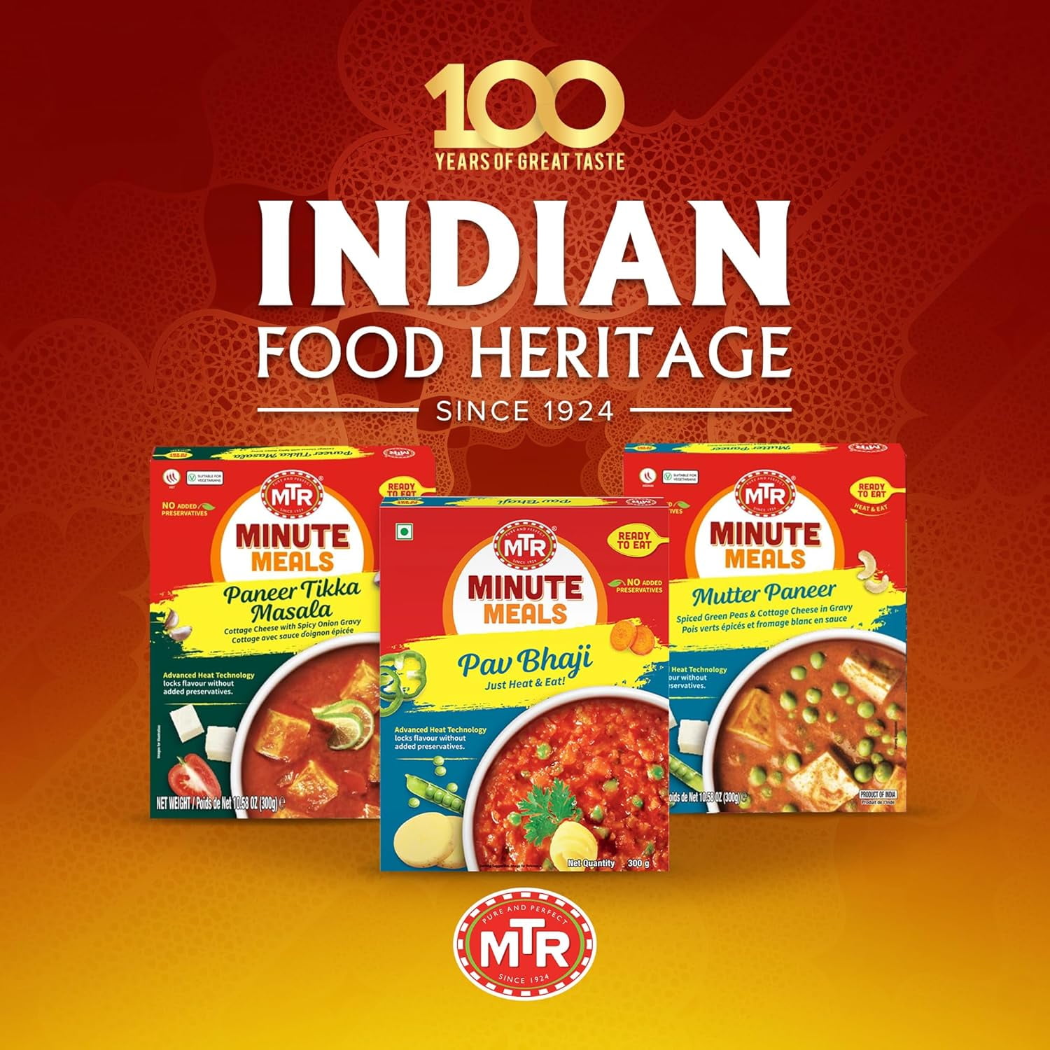 MTR Pav Bhaji (300g, Pack of 6) – Spiced Vegetable Gravy, Ready-to-Eat Indian Street Food, Vegetarian, No Preservatives, Microwavable & Flavorful